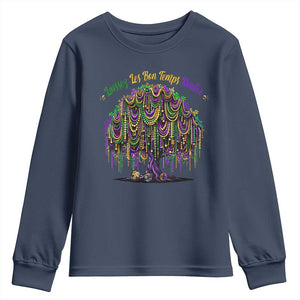Funny Mardi Gras Bead Tree Carnival New Orleans Coconut Youth Sweatshirt TS11 Navy Print Your Wear