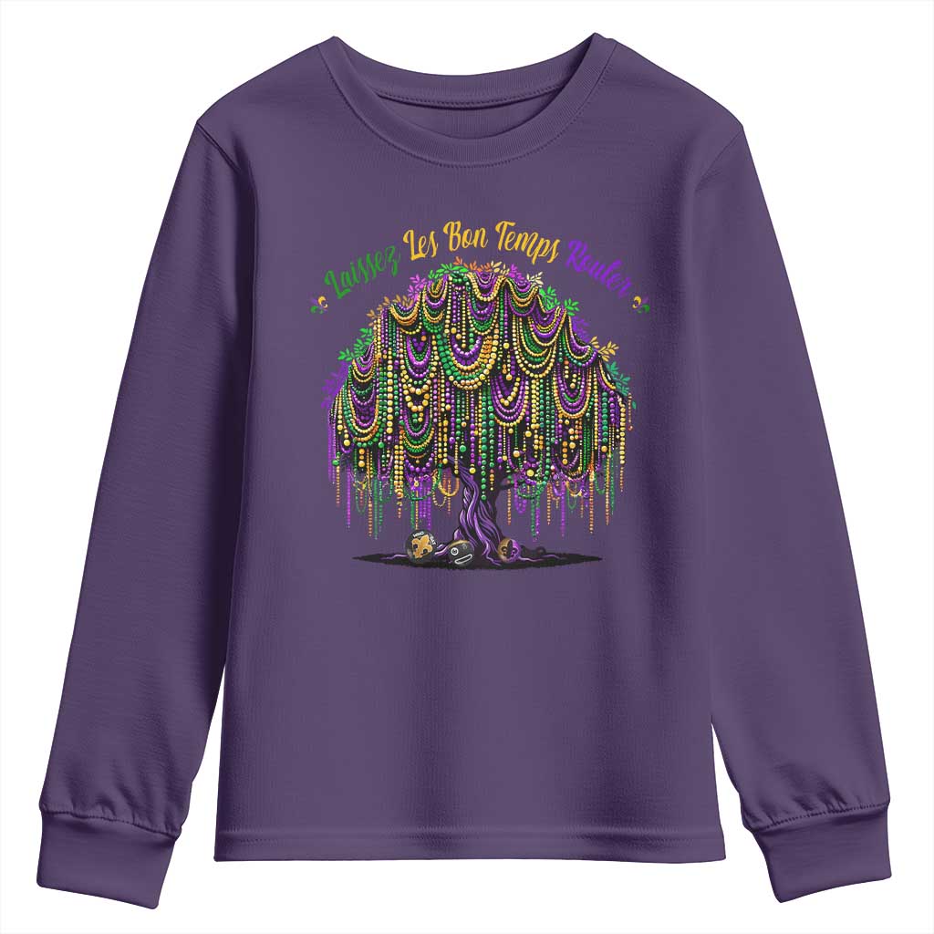 Funny Mardi Gras Bead Tree Carnival New Orleans Coconut Youth Sweatshirt TS11 Purple Print Your Wear