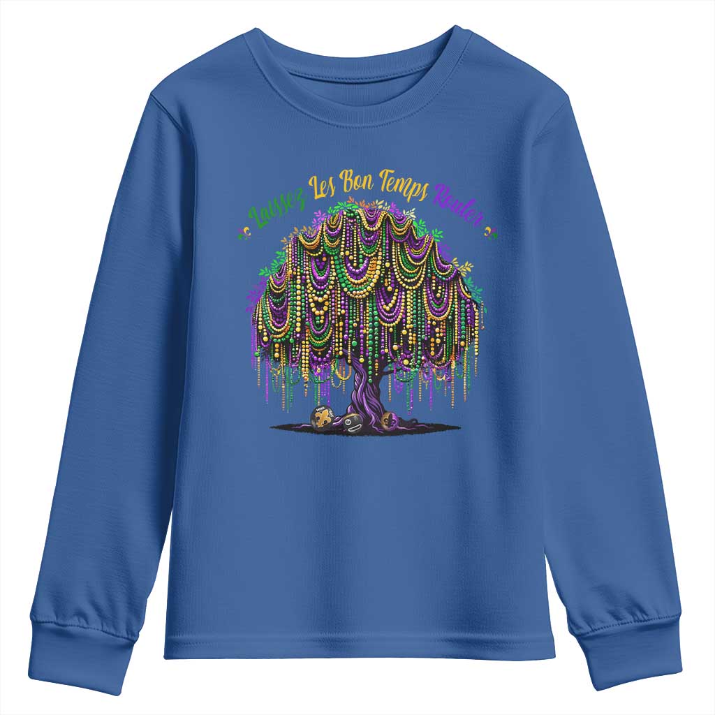 Funny Mardi Gras Bead Tree Carnival New Orleans Coconut Youth Sweatshirt TS11 Royal Blue Print Your Wear