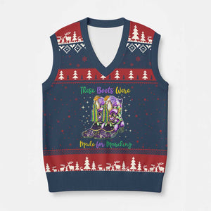 Funny Mardi Gras V-Neck Knit Sweater Vest These Boots Were Made For Marching TS11 Navy Red Print Your Wear