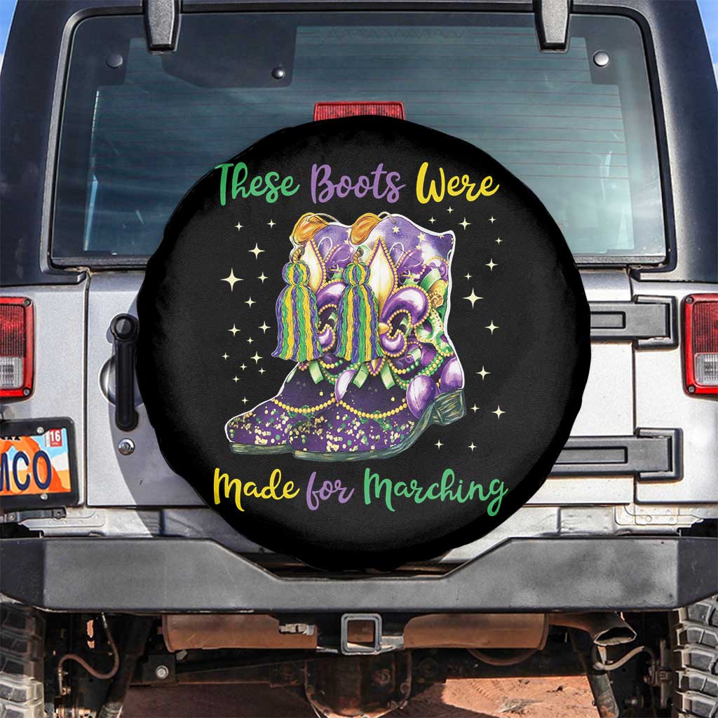 Funny Mardi Gras Spare Tire Cover These Boots Were Made For Marching TS11 No hole Black Print Your Wear