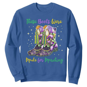 Funny Mardi Gras Sweatshirt These Boots Were Made For Marching TS11 Royal Blue Print Your Wear