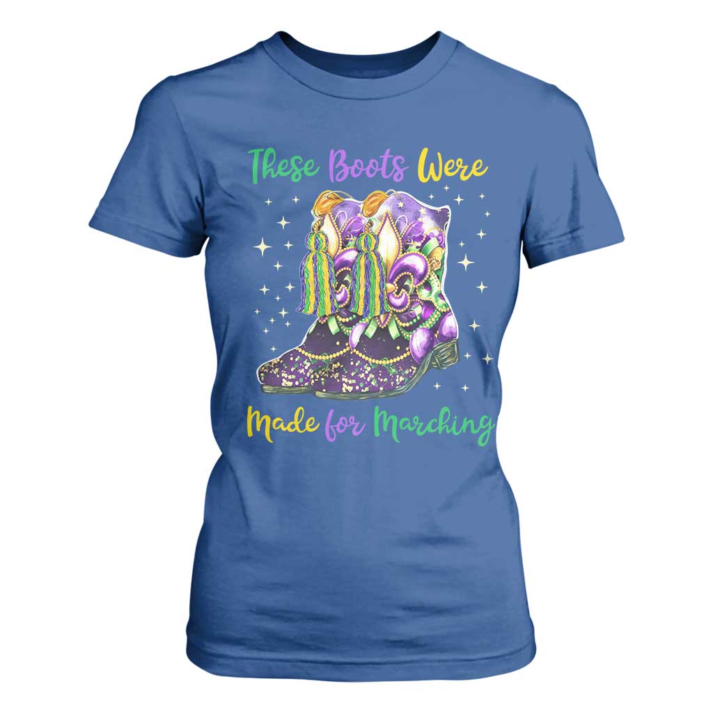 Funny Mardi Gras T Shirt For Women These Boots Were Made For Marching TS11 Royal Blue Print Your Wear