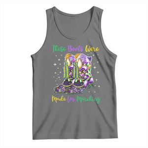 Funny Mardi Gras Tank Top These Boots Were Made For Marching TS11 Black Heather Print Your Wear