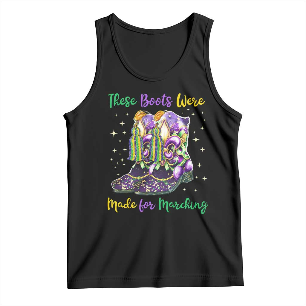 Funny Mardi Gras Tank Top These Boots Were Made For Marching TS11 Black Print Your Wear