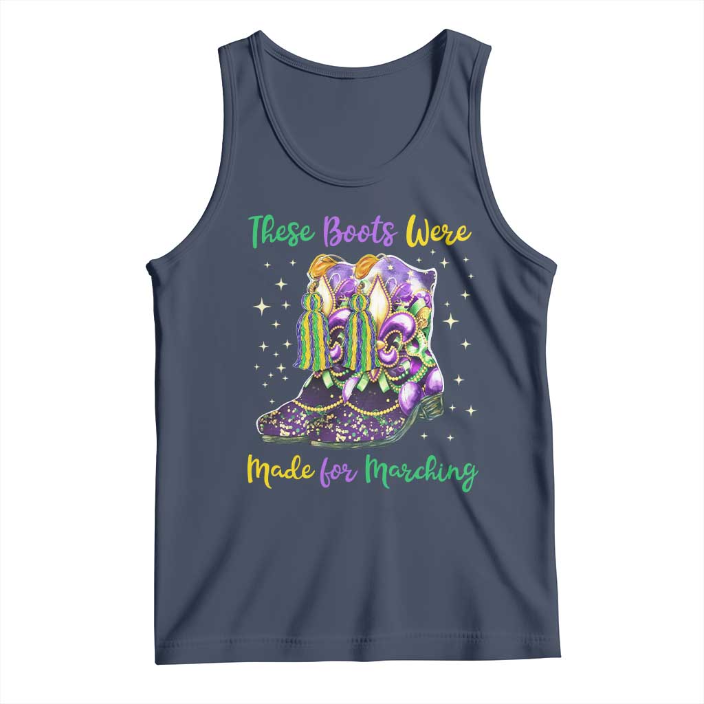 Funny Mardi Gras Tank Top These Boots Were Made For Marching TS11 Navy Print Your Wear