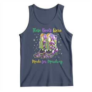 Funny Mardi Gras Tank Top These Boots Were Made For Marching TS11 Navy Print Your Wear