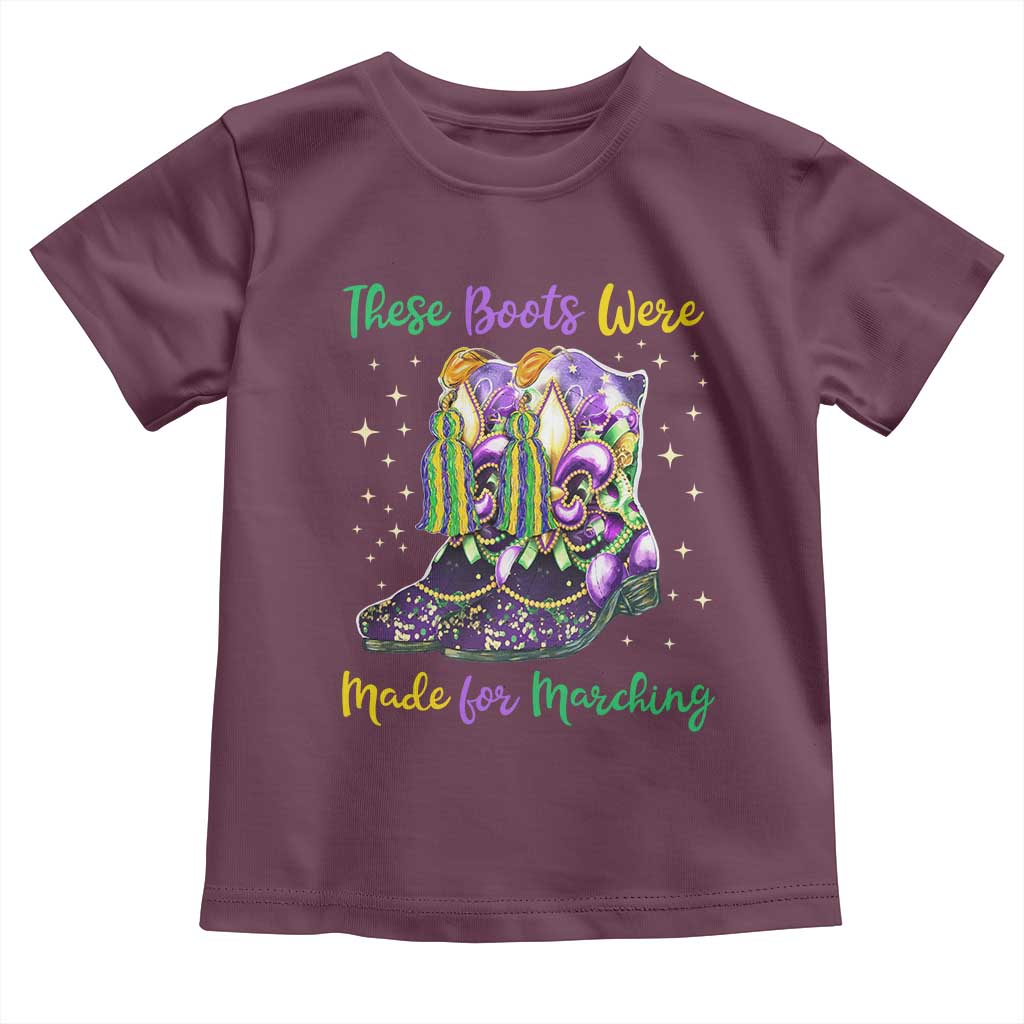 Funny Mardi Gras Toddler T Shirt These Boots Were Made For Marching TS11 Maroon Print Your Wear