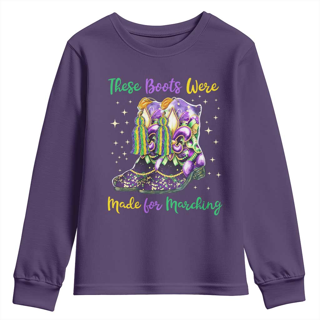 Funny Mardi Gras Youth Sweatshirt These Boots Were Made For Marching TS11 Purple Print Your Wear