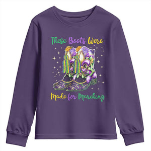 Funny Mardi Gras Youth Sweatshirt These Boots Were Made For Marching TS11 Purple Print Your Wear