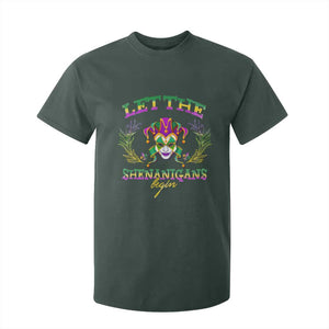 Funny Mardi Gras T Shirt For Kid Let The Shenanigans Begin Jester Hat TS11 Dark Forest Green Print Your Wear