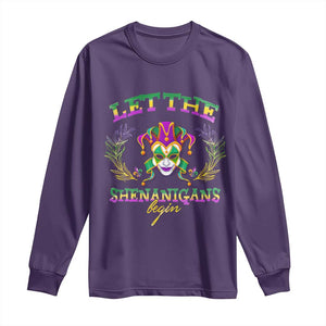 Funny Mardi Gras Long Sleeve Shirt Let The Shenanigans Begin Jester Hat TS11 Purple Print Your Wear