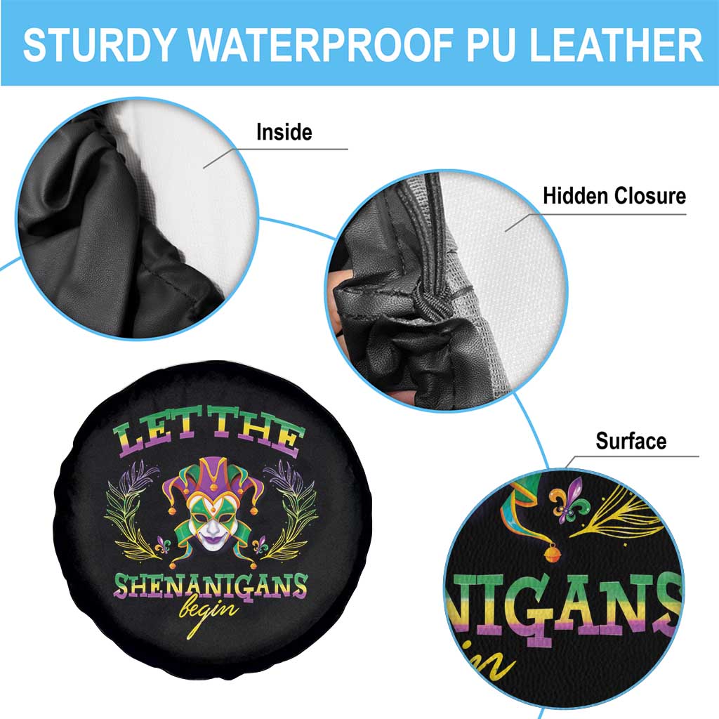 Funny Mardi Gras Spare Tire Cover Let The Shenanigans Begin Jester Hat TS11 Print Your Wear