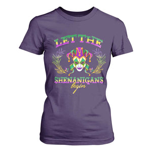 Funny Mardi Gras T Shirt For Women Let The Shenanigans Begin Jester Hat TS11 Purple Print Your Wear