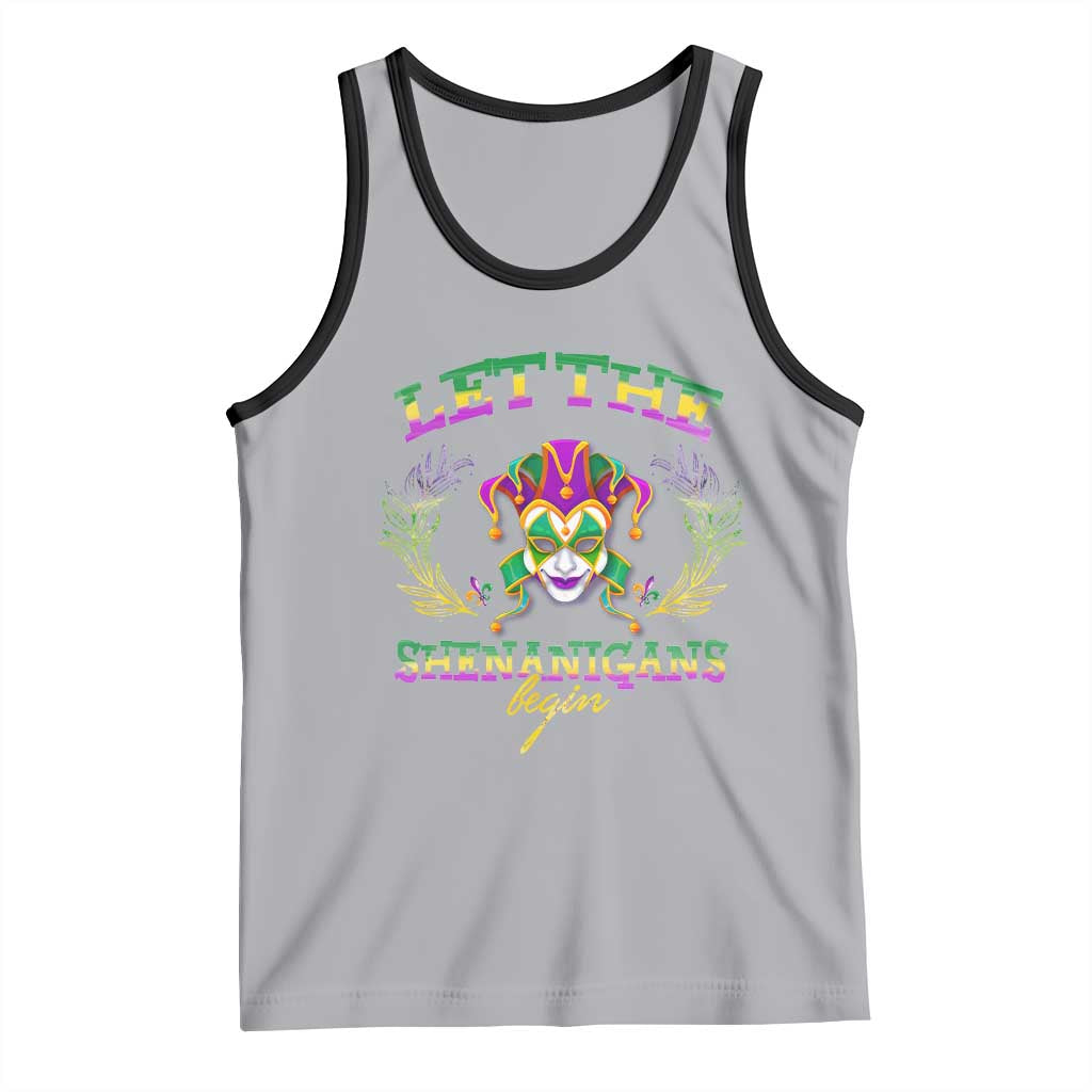 Funny Mardi Gras Tank Top Let The Shenanigans Begin Jester Hat TS11 Athletic Heather Black Print Your Wear
