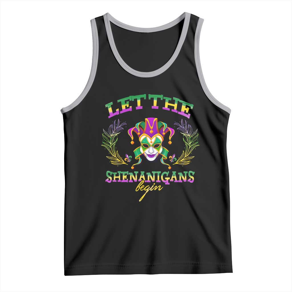 Funny Mardi Gras Tank Top Let The Shenanigans Begin Jester Hat TS11 Black Athletic Heather Print Your Wear