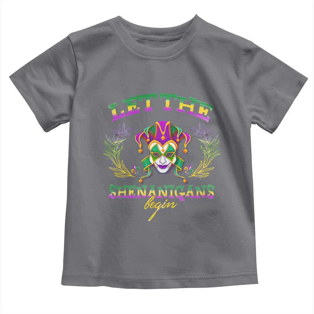 Funny Mardi Gras Toddler T Shirt Let The Shenanigans Begin Jester Hat TS11 Charcoal Print Your Wear