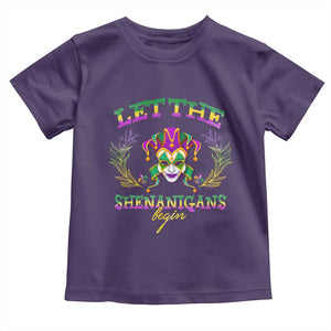 Funny Mardi Gras Toddler T Shirt Let The Shenanigans Begin Jester Hat TS11 Purple Print Your Wear