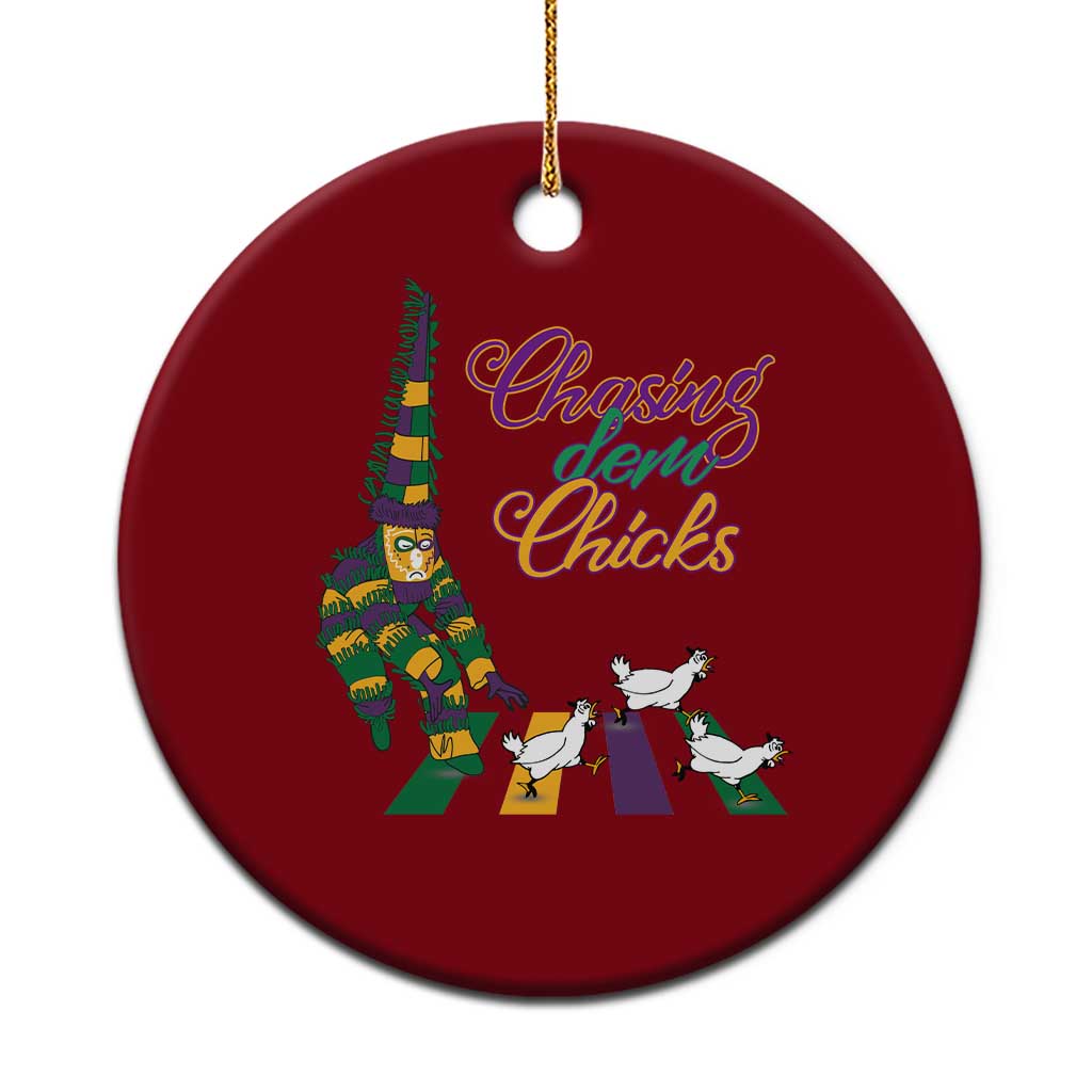 Funny Courir De Mardi Gras Ceramic Ornament Chasing Dem Chicks Carnival TS11 1pc Red Print Your Wear