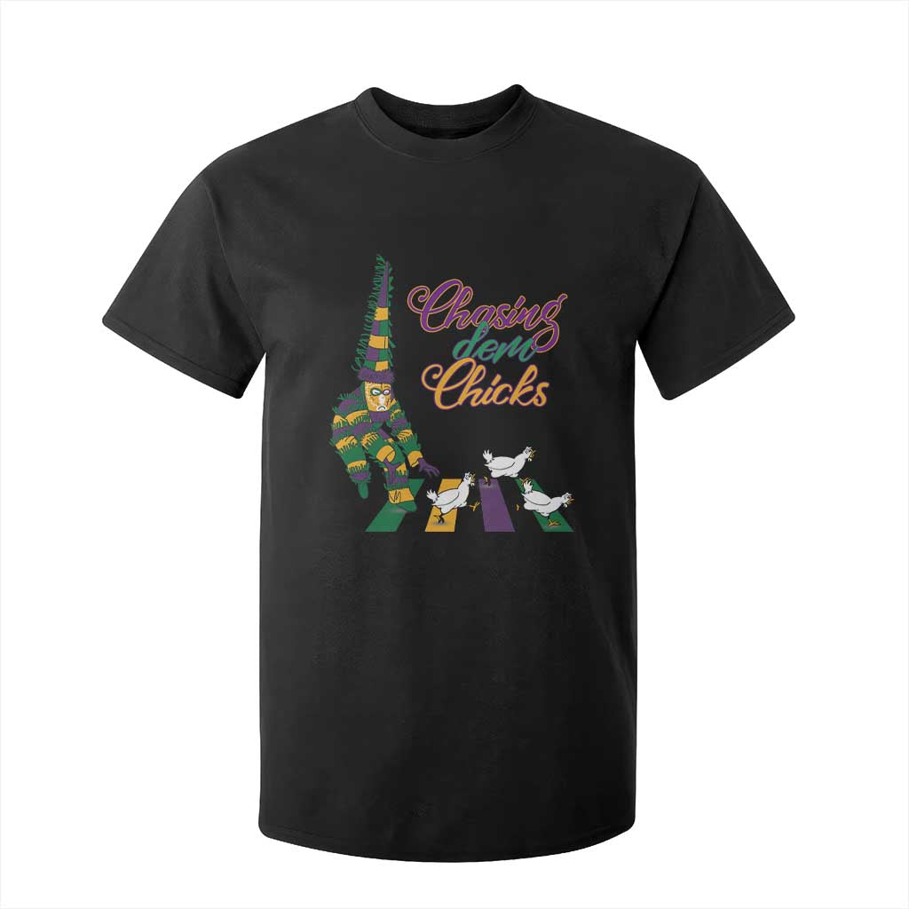 Funny Courir De Mardi Gras T Shirt For Kid Chasing Dem Chicks Carnival TS11 Black Print Your Wear