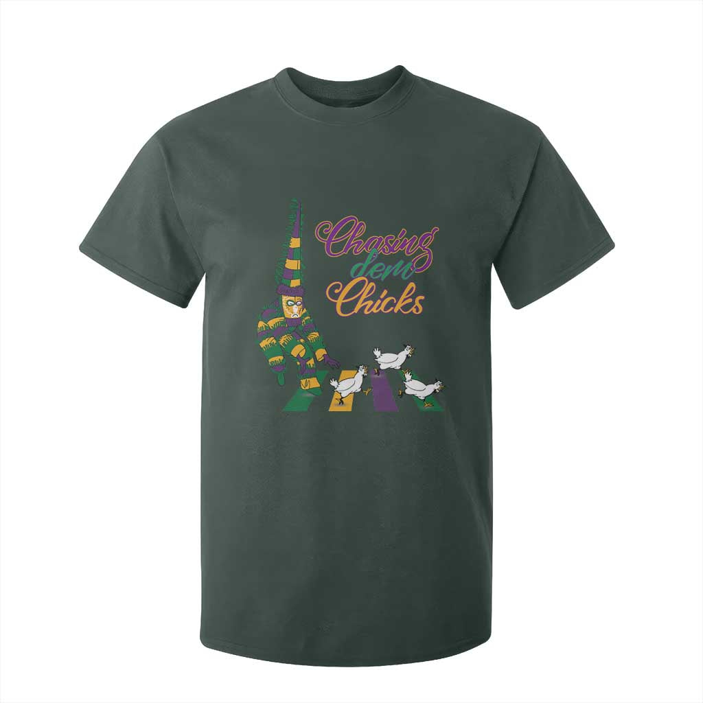 Funny Courir De Mardi Gras T Shirt For Kid Chasing Dem Chicks Carnival TS11 Dark Forest Green Print Your Wear