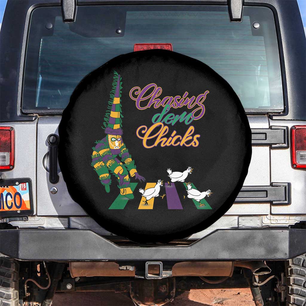 Funny Courir De Mardi Gras Spare Tire Cover Chasing Dem Chicks Carnival TS11 No hole Black Print Your Wear