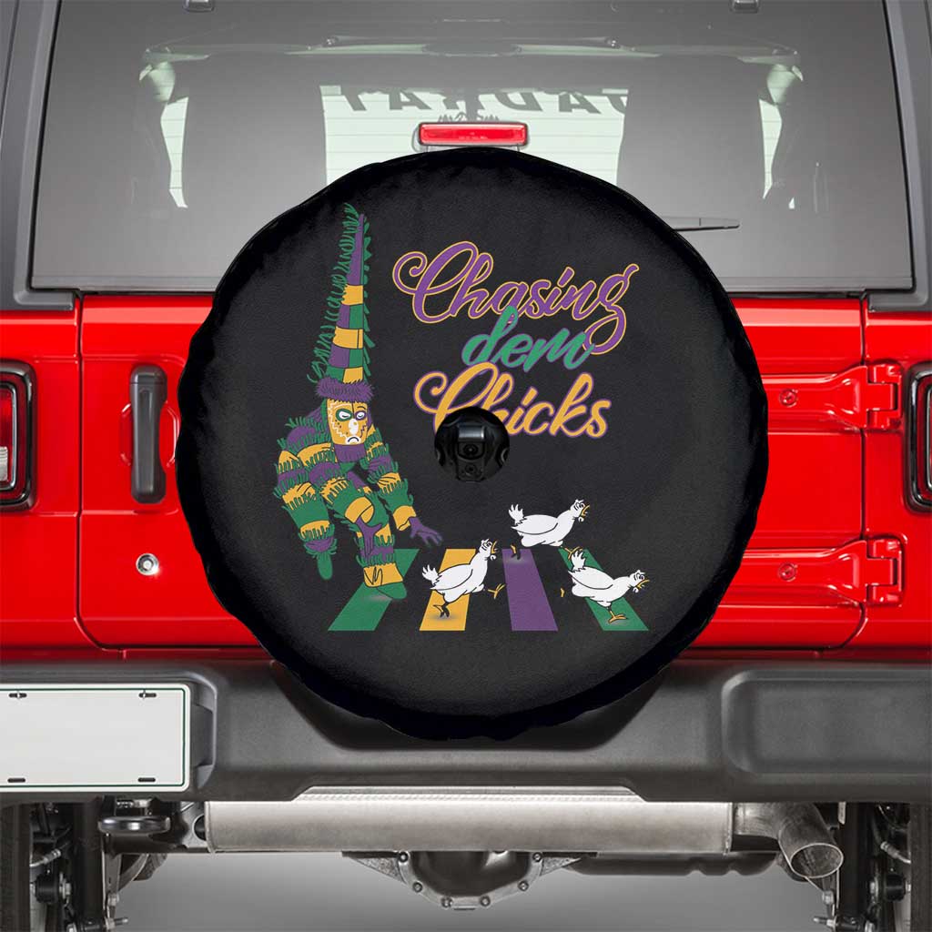 Funny Courir De Mardi Gras Spare Tire Cover Chasing Dem Chicks Carnival TS11 Black Print Your Wear