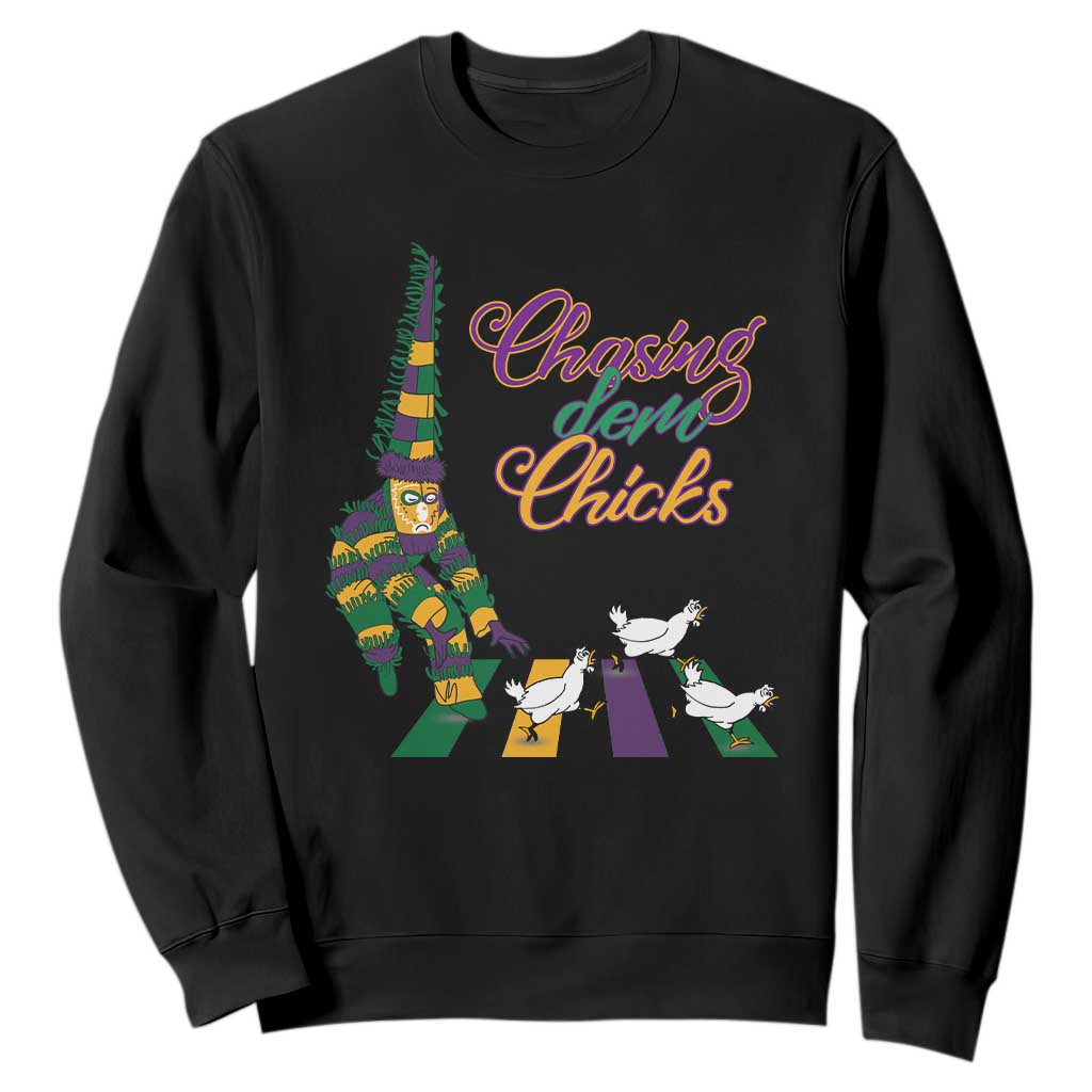 Funny Courir De Mardi Gras Sweatshirt Chasing Dem Chicks Carnival TS11 Black Print Your Wear