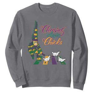 Funny Courir De Mardi Gras Sweatshirt Chasing Dem Chicks Carnival TS11 Charcoal Print Your Wear