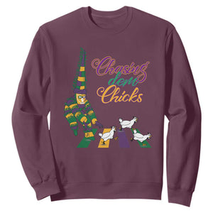 Funny Courir De Mardi Gras Sweatshirt Chasing Dem Chicks Carnival TS11 Maroon Print Your Wear