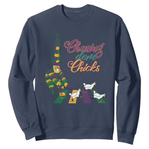 Funny Courir De Mardi Gras Sweatshirt Chasing Dem Chicks Carnival TS11 Navy Print Your Wear