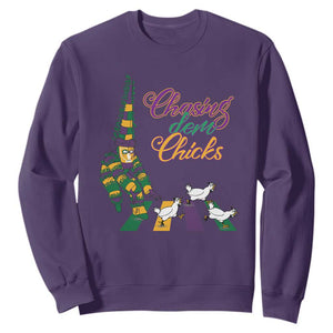 Funny Courir De Mardi Gras Sweatshirt Chasing Dem Chicks Carnival TS11 Purple Print Your Wear
