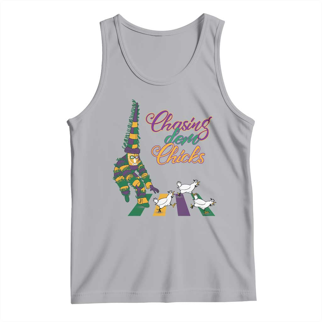 Funny Courir De Mardi Gras Tank Top Chasing Dem Chicks Carnival TS11 Athletic Heather Print Your Wear