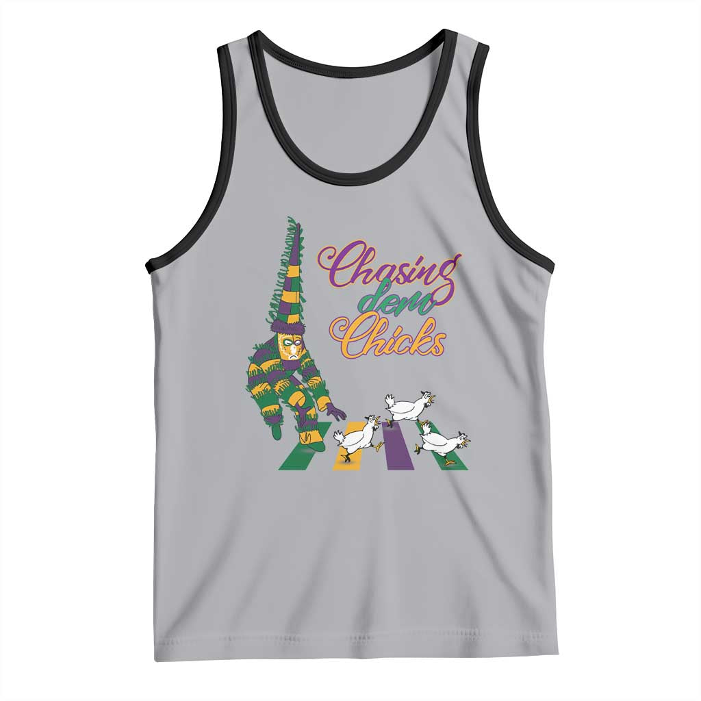 Funny Courir De Mardi Gras Tank Top Chasing Dem Chicks Carnival TS11 Athletic Heather Black Print Your Wear