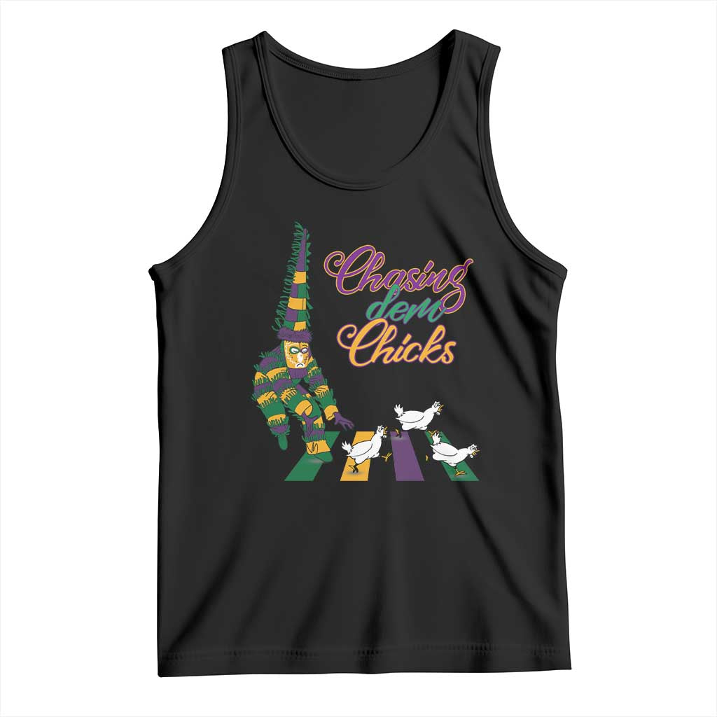 Funny Courir De Mardi Gras Tank Top Chasing Dem Chicks Carnival TS11 Black Print Your Wear