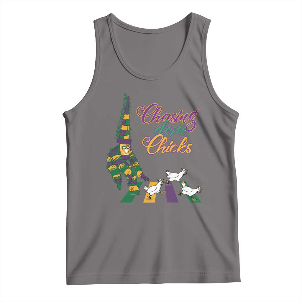 Funny Courir De Mardi Gras Tank Top Chasing Dem Chicks Carnival TS11 Deep Heather Print Your Wear