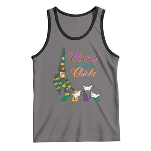 Funny Courir De Mardi Gras Tank Top Chasing Dem Chicks Carnival TS11 Deep Heather Black Print Your Wear
