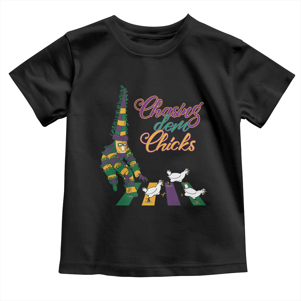 Funny Courir De Mardi Gras Toddler T Shirt Chasing Dem Chicks Carnival TS11 Black Print Your Wear
