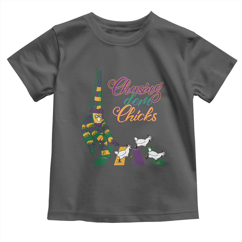 Funny Courir De Mardi Gras Toddler T Shirt Chasing Dem Chicks Carnival TS11 Dark Heather Print Your Wear