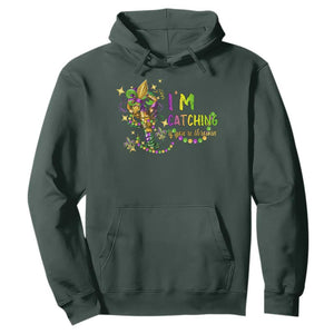 Funny I'm Catchin' If You're Throwin' Mardi Gras Hoodie Crawfish Beads Fleur De Lys TS11 Dark Forest Green Print Your Wear