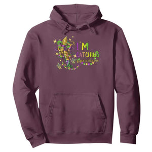 Funny I'm Catchin' If You're Throwin' Mardi Gras Hoodie Crawfish Beads Fleur De Lys TS11 Maroon Print Your Wear