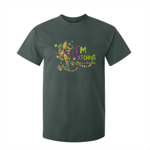 Funny I'm Catchin' If You're Throwin' Mardi Gras T Shirt For Kid Crawfish Beads Fleur De Lys TS11 Dark Forest Green Print Your Wear
