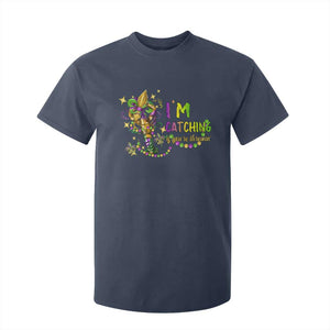Funny I'm Catchin' If You're Throwin' Mardi Gras T Shirt For Kid Crawfish Beads Fleur De Lys TS11 Navy Print Your Wear
