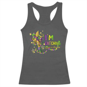 Funny I'm Catchin' If You're Throwin' Mardi Gras Racerback Tank Top Crawfish Beads Fleur De Lys TS11 Dark Heather Print Your Wear