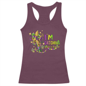 Funny I'm Catchin' If You're Throwin' Mardi Gras Racerback Tank Top Crawfish Beads Fleur De Lys TS11 Maroon Print Your Wear