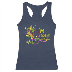 Funny I'm Catchin' If You're Throwin' Mardi Gras Racerback Tank Top Crawfish Beads Fleur De Lys TS11 Navy Print Your Wear