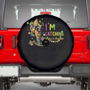 Funny I'm Catchin' If You're Throwin' Mardi Gras Spare Tire Cover Crawfish Beads Fleur De Lys TS11 Black Print Your Wear