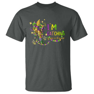 Funny I'm Catchin' If You're Throwin' Mardi Gras T Shirt Crawfish Beads Fleur De Lys TS11 Dark Heather Print Your Wear
