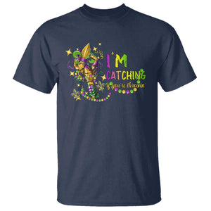 Funny I'm Catchin' If You're Throwin' Mardi Gras T Shirt Crawfish Beads Fleur De Lys TS11 Navy Print Your Wear