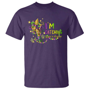 Funny I'm Catchin' If You're Throwin' Mardi Gras T Shirt Crawfish Beads Fleur De Lys TS11 Purple Print Your Wear